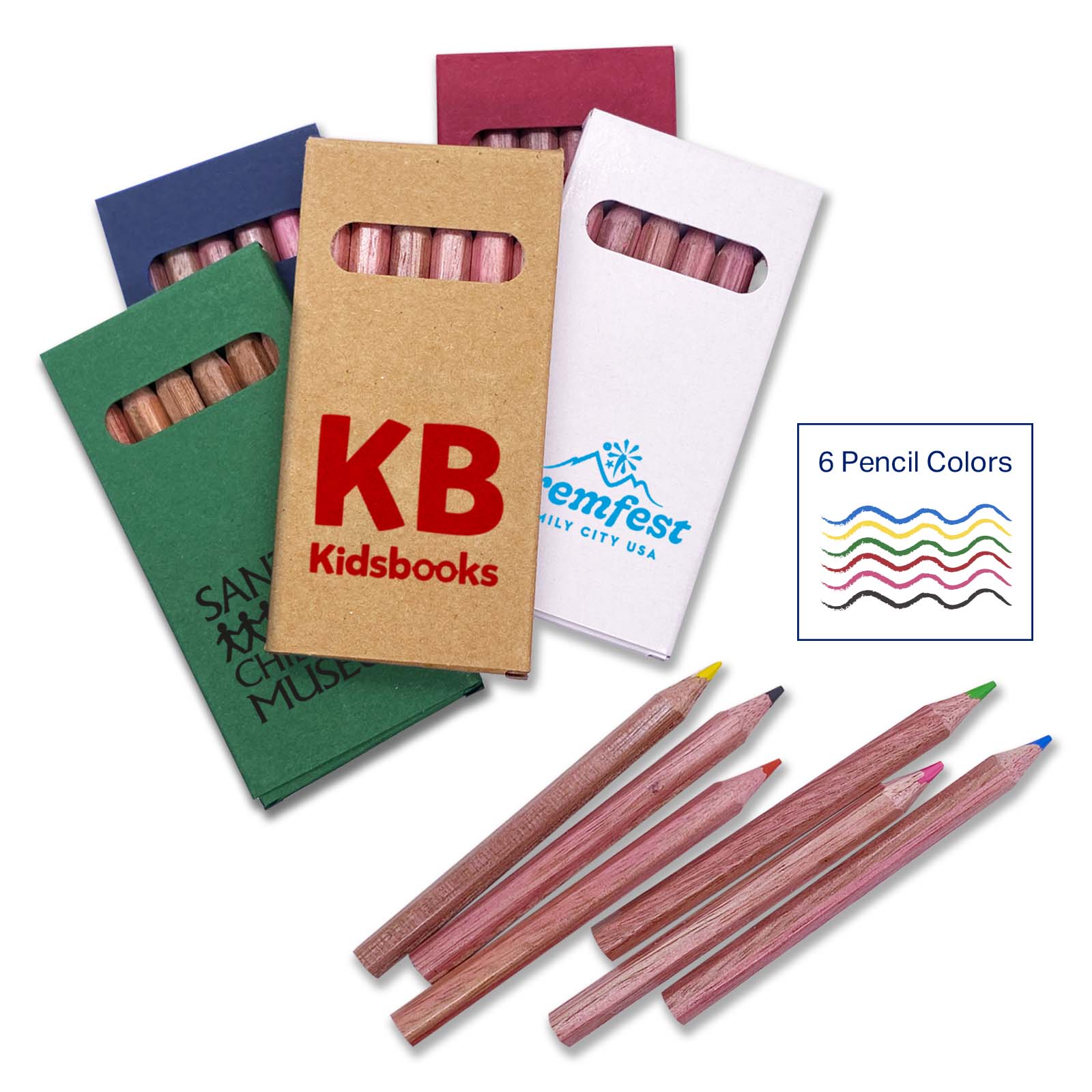 Six Color Wooden Pencil Set in Box